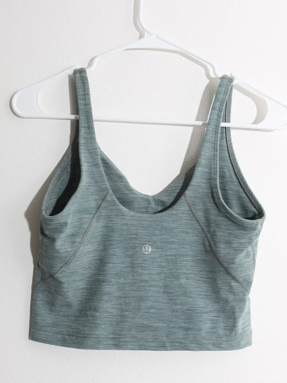 Lululemon Align Tank Crop Top Heathered Tidewater Teal Nulu Built-In Bra Size 8